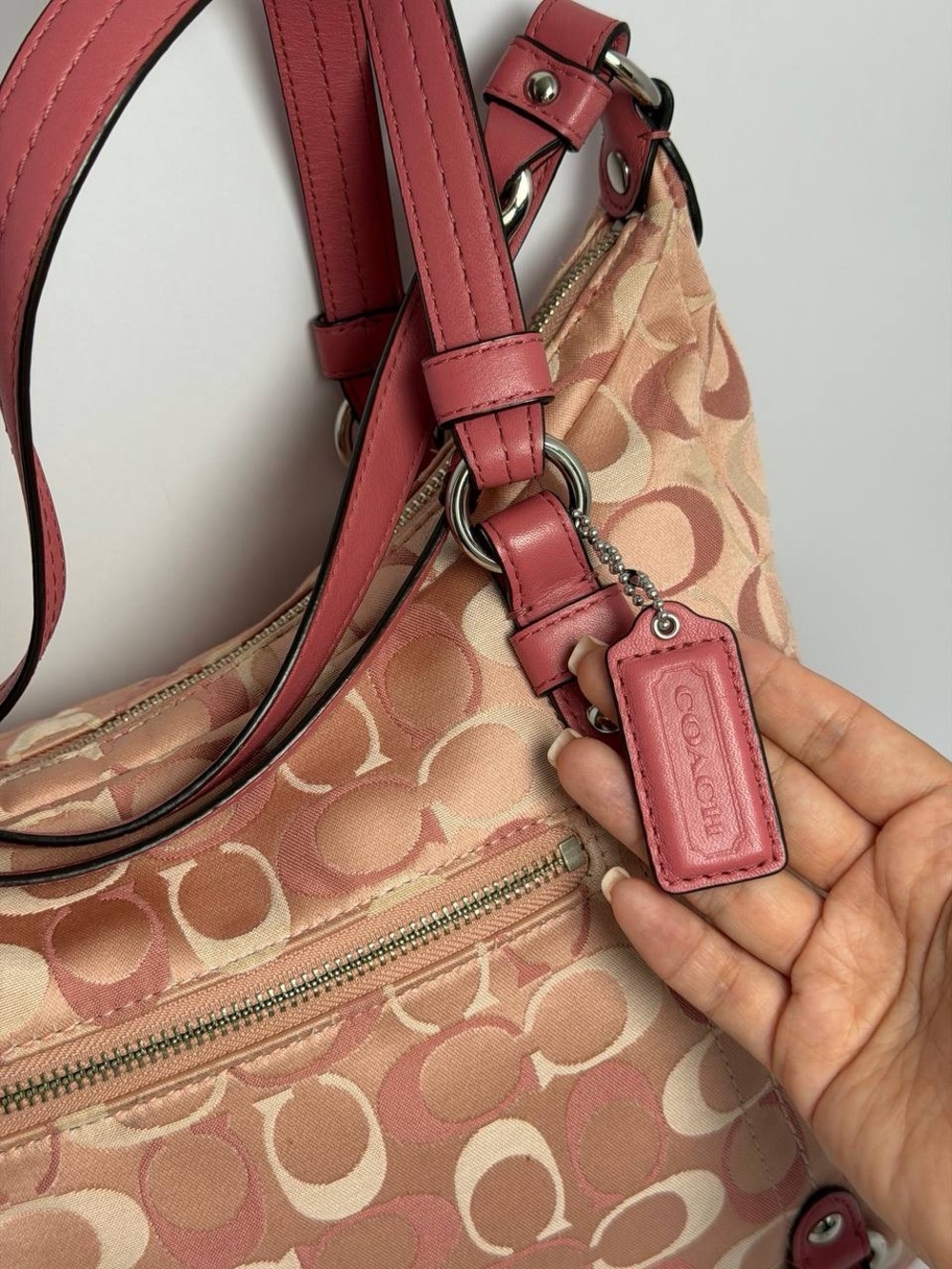 Coach Pink Alexandra Signature Monogram Shoulder Bag - Picture 9 of 12